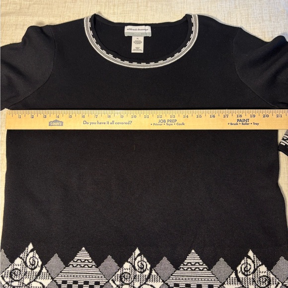 Alfred Dunner Black and Gray Crewneck Sweater with Elegant Embroidery - Picture 5 of 6